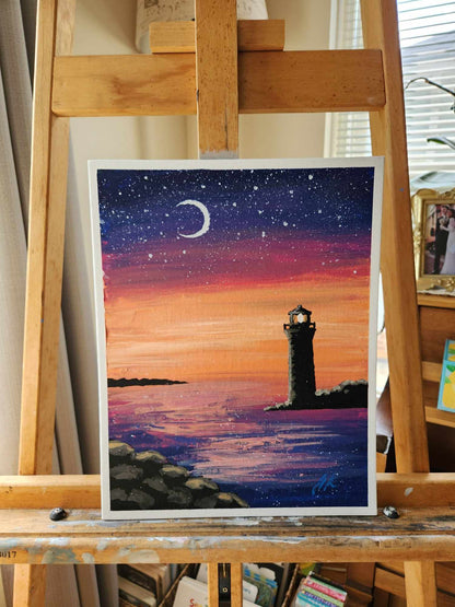 Original Painting - Lighthouse on the Bay