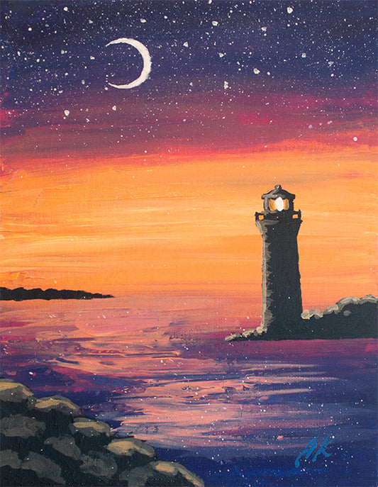 Original Painting - Lighthouse on the Bay